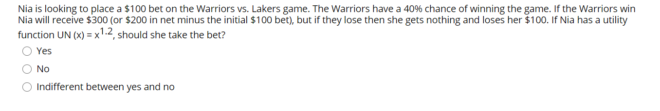 Please give a well explained answer Nia is looking to place a