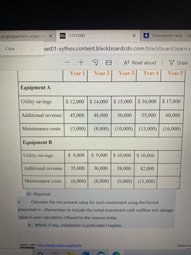 Washington Brewery has two independent investment opportunities to purchase brewing equipment so