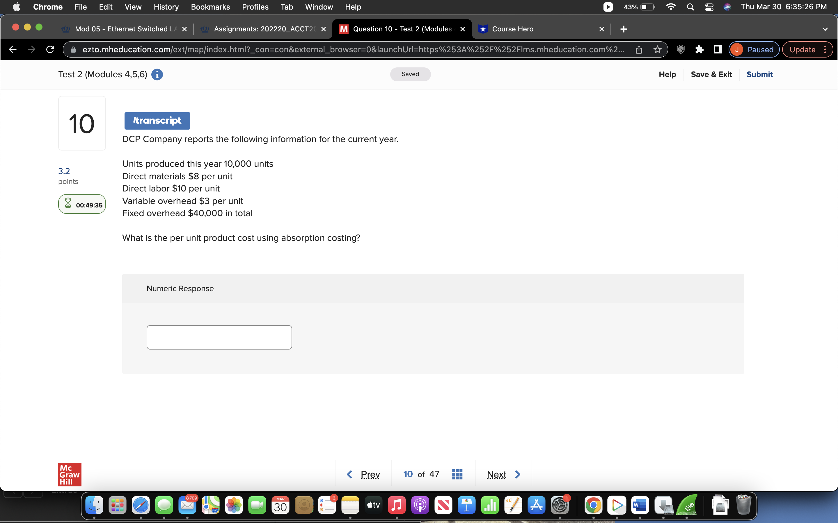 Chrome File Edit View History Bookmarks Profiles Tab Window Help 43%