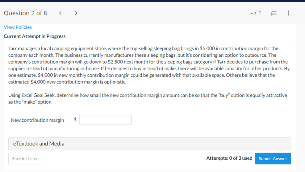  Question 2 of8 - I1 ;= View Policies Current Attempt in