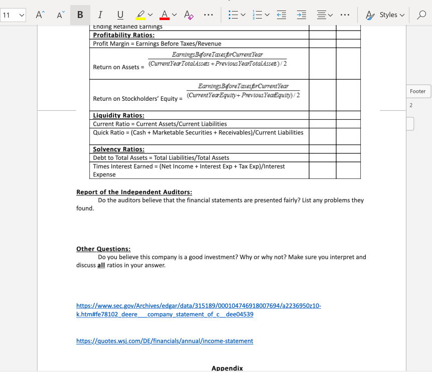 John Deere and Co. I need help with the question about auditors