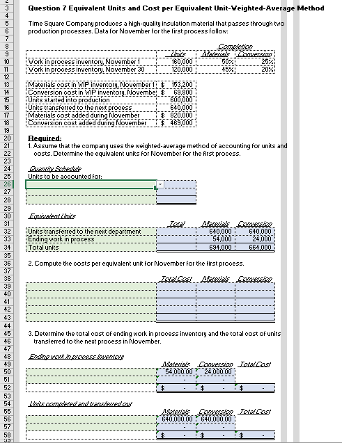 Please help me with this question, Thank you. Question 7 Equivalent Units