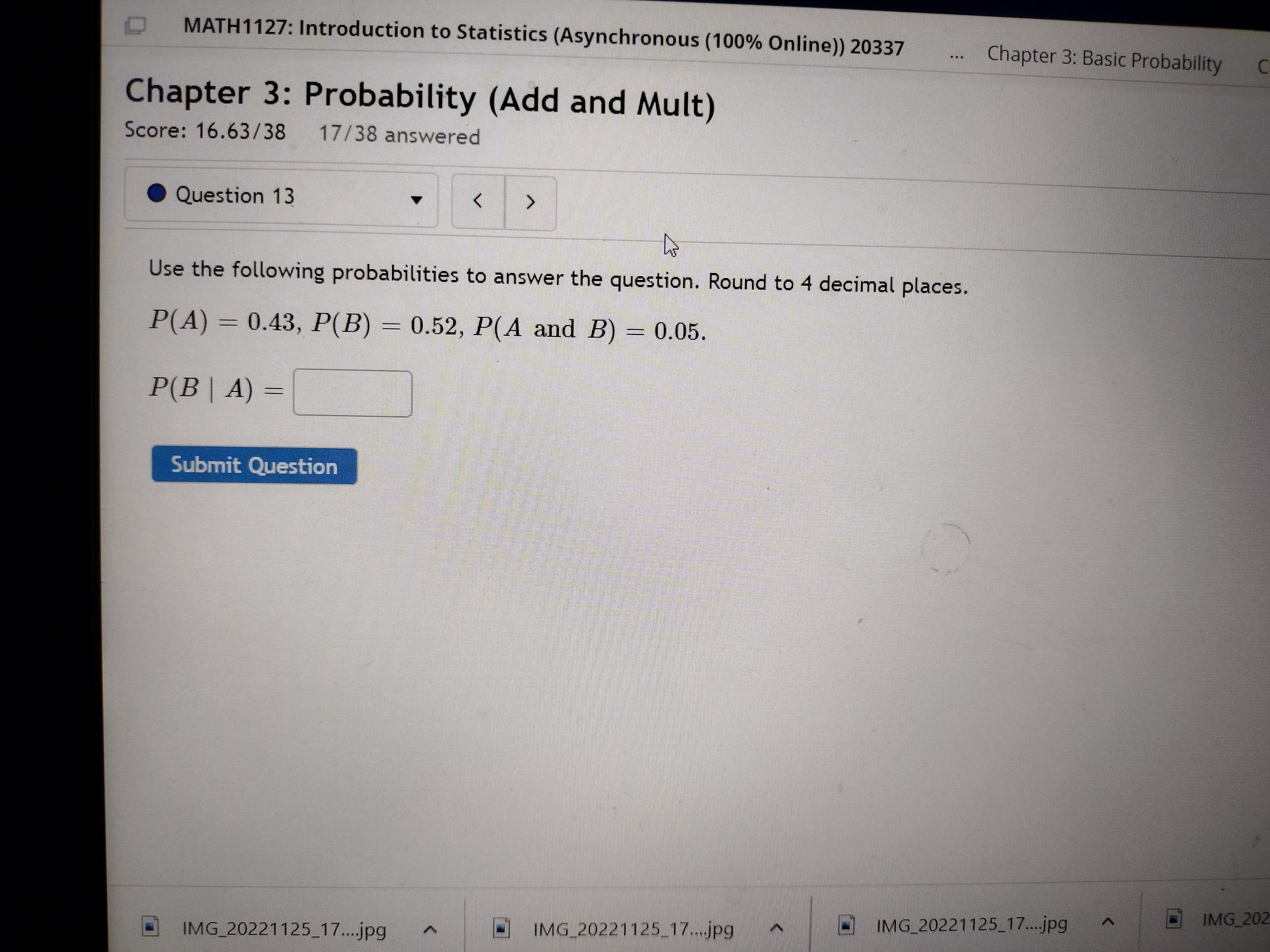  MATH1127: Introduction to Statistics (Asynchronous (100% Online)) 20337 ... Chapter 3: