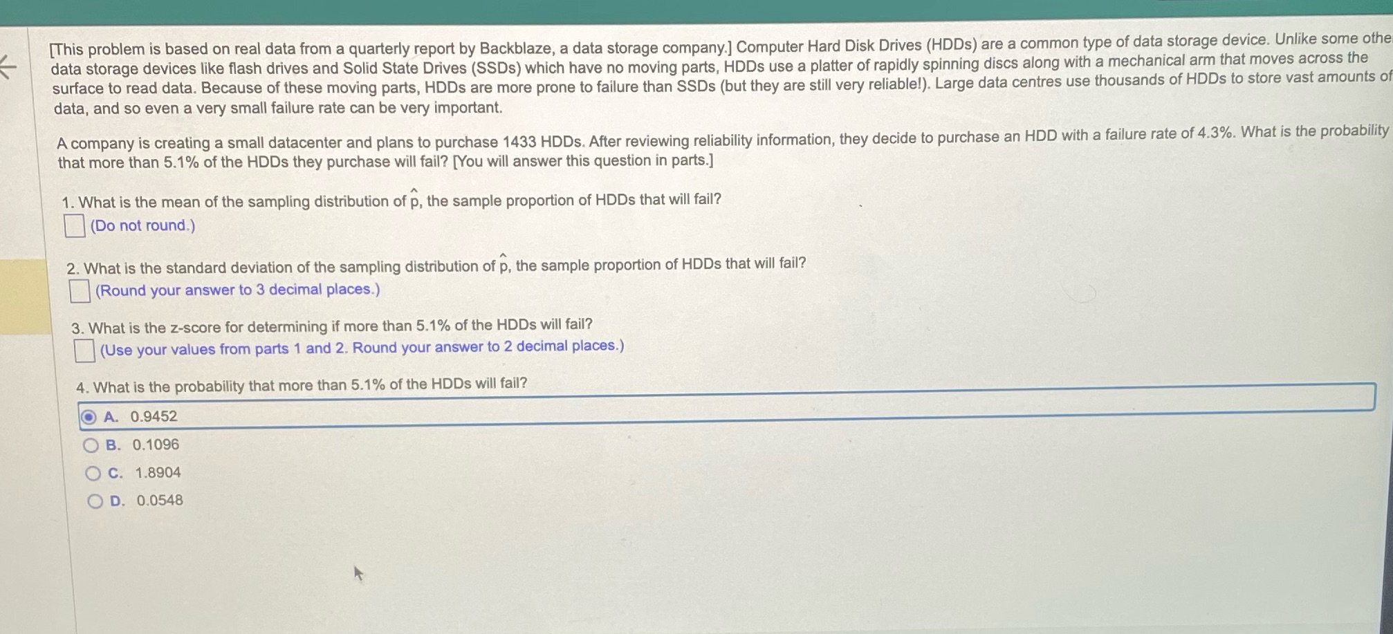  [This problem is based on real data from a quarterly report