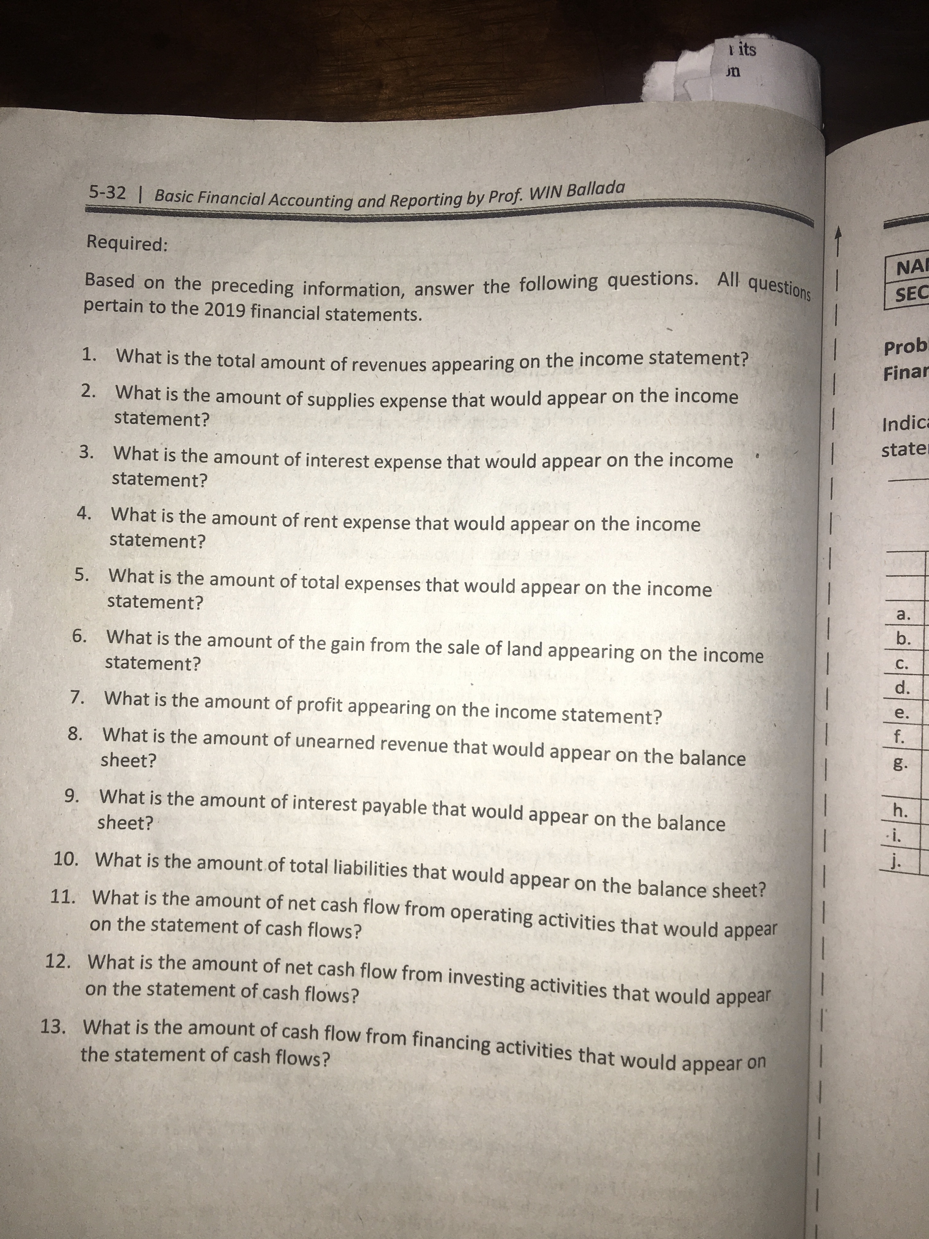 in each problemProblem 1 \fI its 5-32 | Basic Financial Accounting and