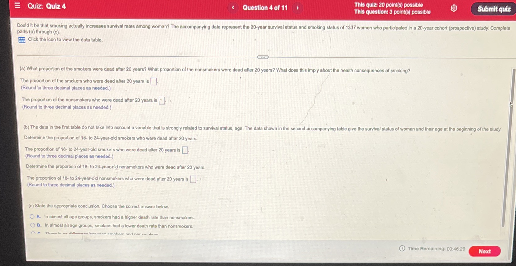 = Quiz: Quiz 4 Question40f1i ThlS qujz: 20 point(s) possible This question: