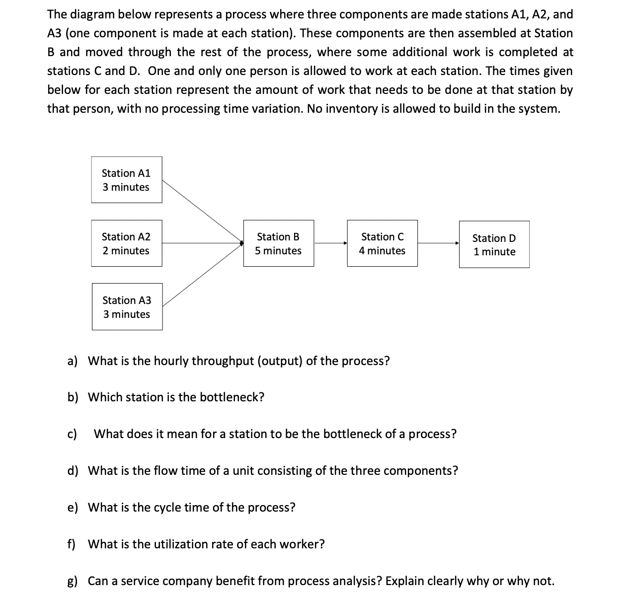  The diagram below represents a process where three components are made
