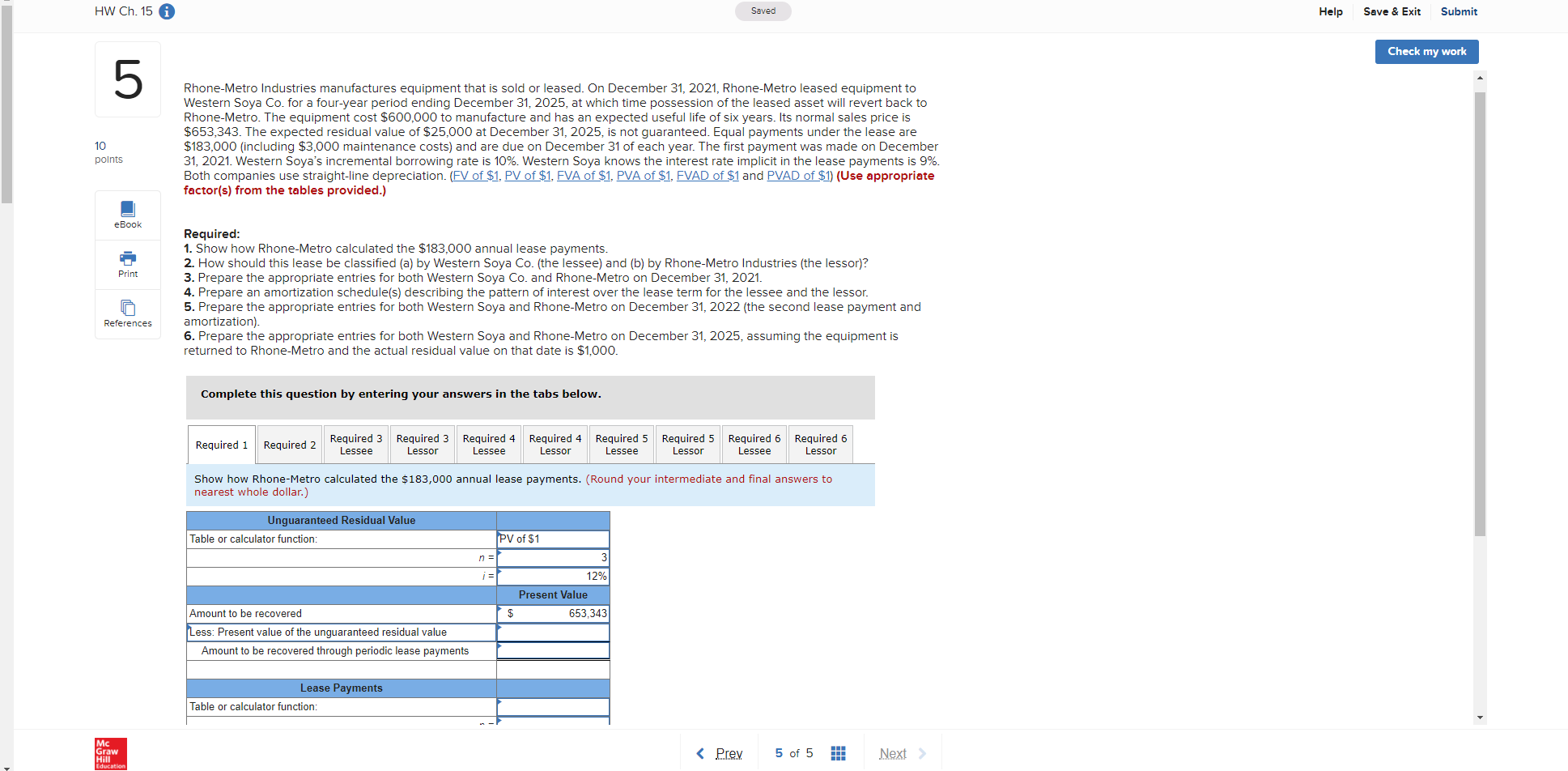 Homework HW Ch. 15 i Saved Help Save & Exit Submit