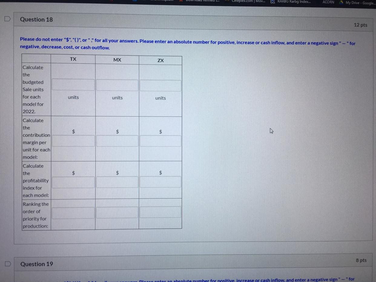 it. Thank You! D Use the information below to answer Question 18