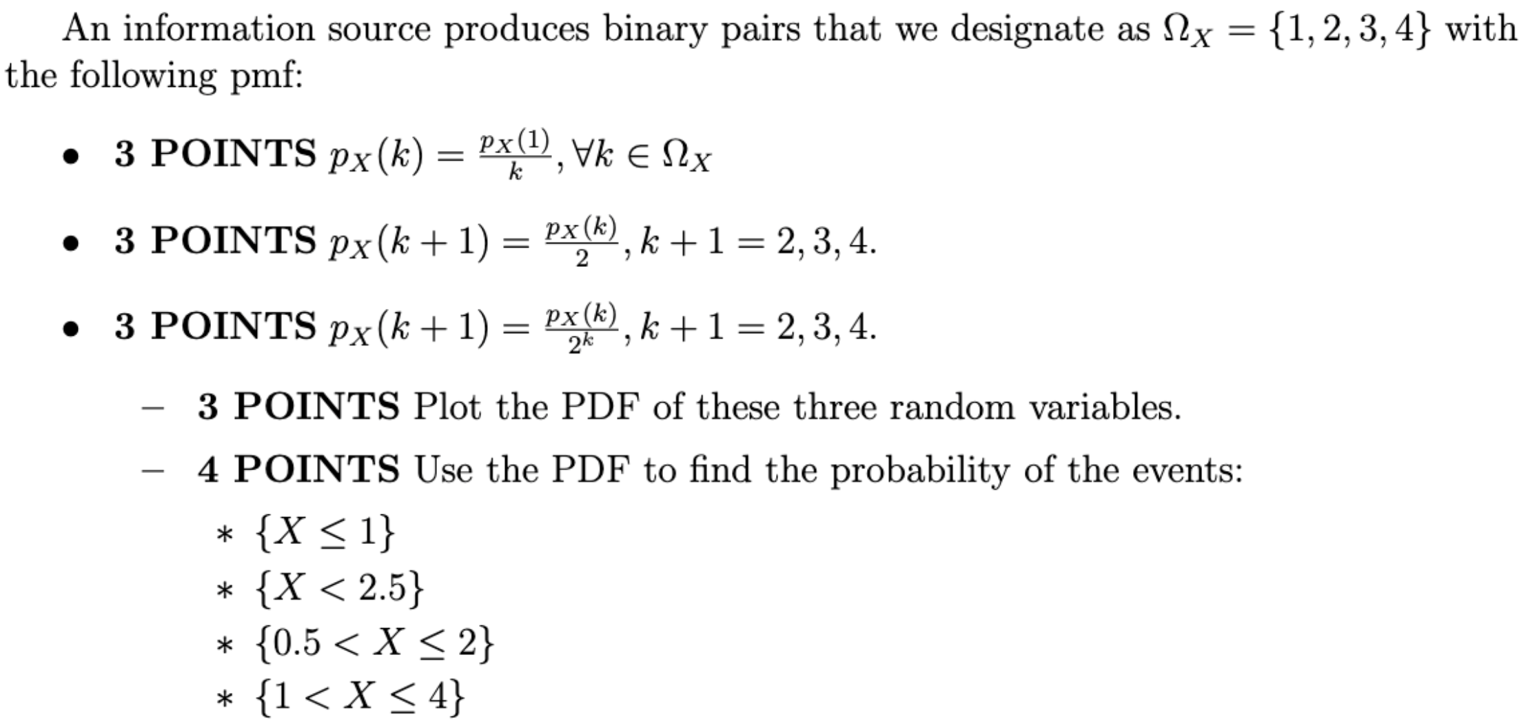 PLOT PDF NOT PMF An information source produces binary pairs that we