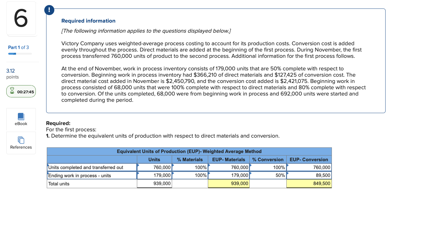 Please help with question 8. 6 O Required information [The following information