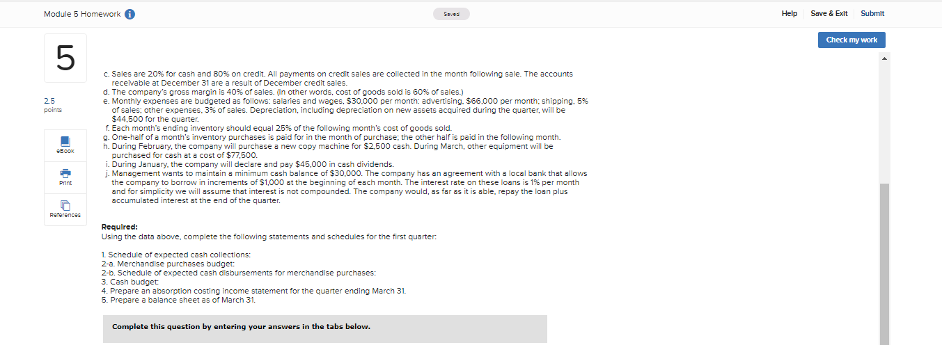 :) Module 5 Homework Saved Help Save & Exit Submit Check my