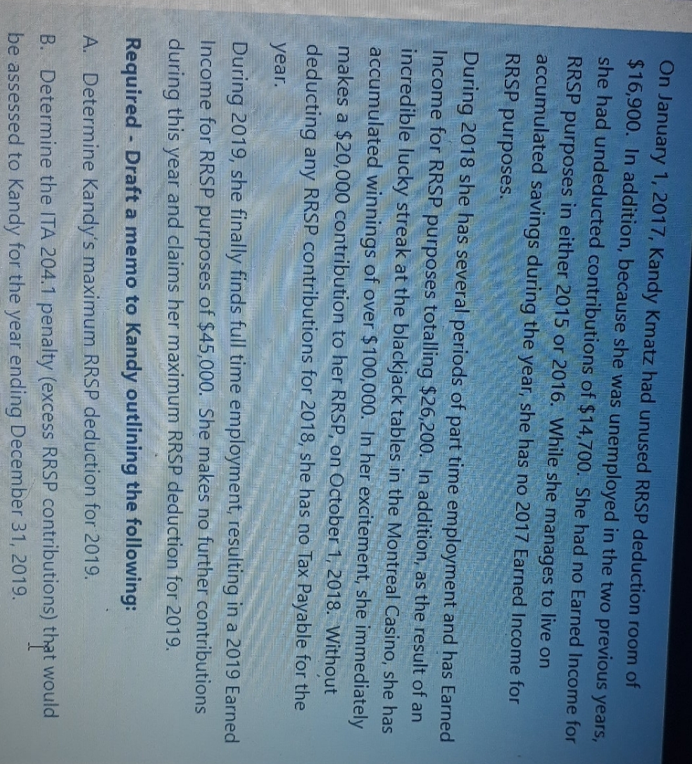 this is the full question On January 1, 2017, Kandy Kmatz had