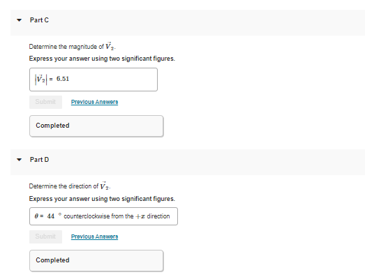 A Let V, = -6.3 i + 8.5 j and V, =-4.7