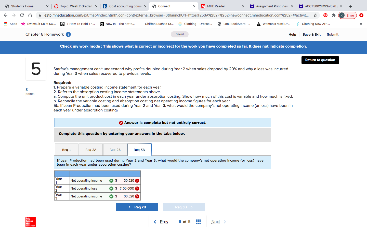 production had been used in year 2 and 3, what would the
