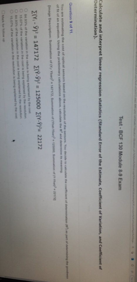 BCF 130 MODULE 8-9 EXAM Test - BCF 130 Module 8-9 Exam