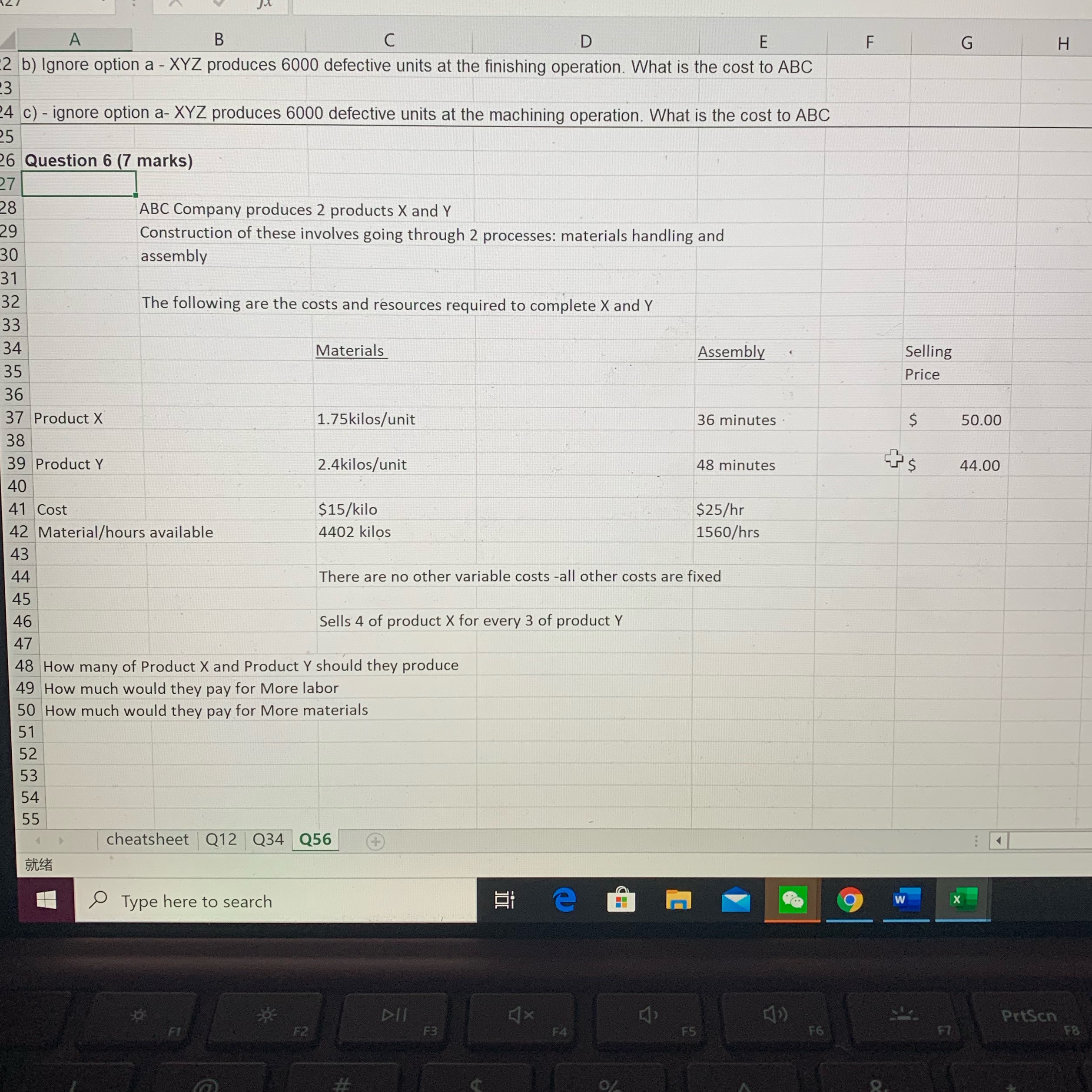 Question 6 please A B C D E F G H 2