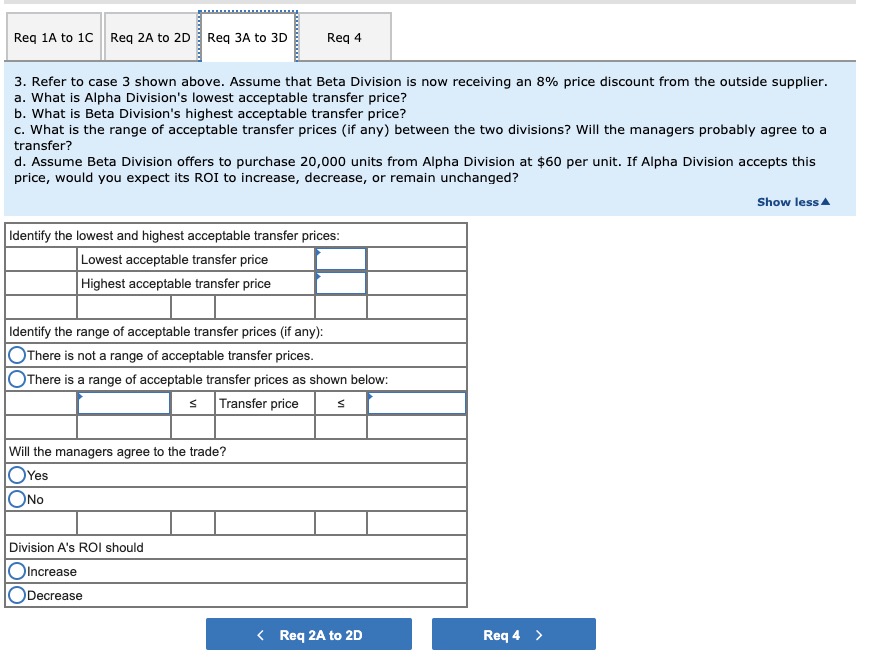 own division's return on investment {ROI}. Assume the following information relative to