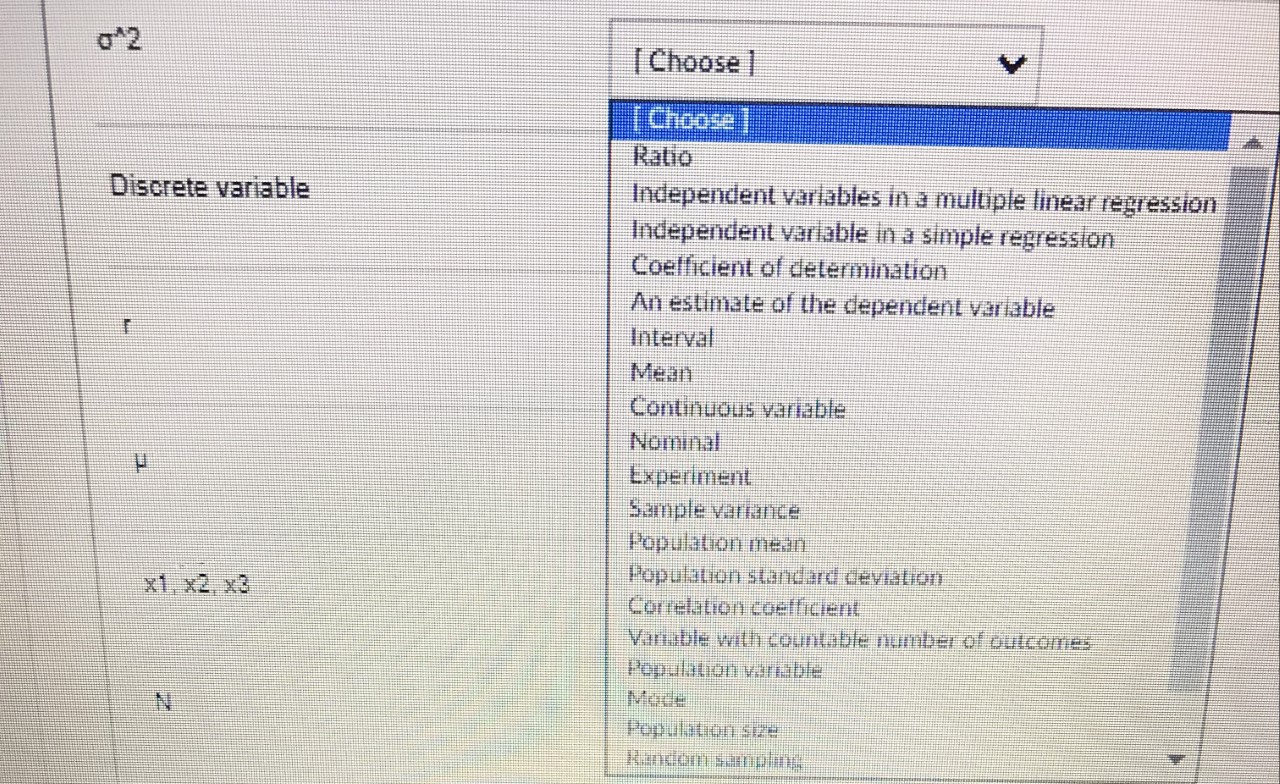  0'2 [ Choose ] [ Choose ] Ratio Discrete variable Independent