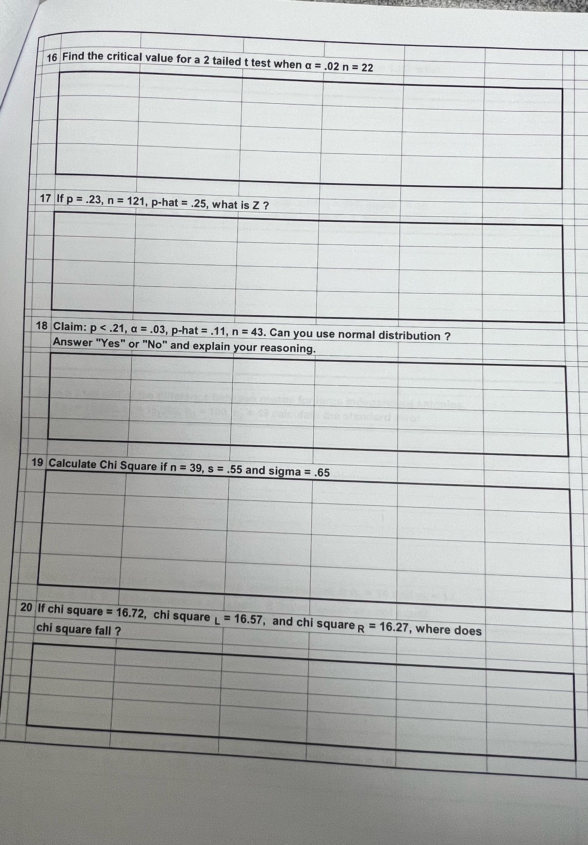 Please help 16 Find the critical value for a 2 tailed t
