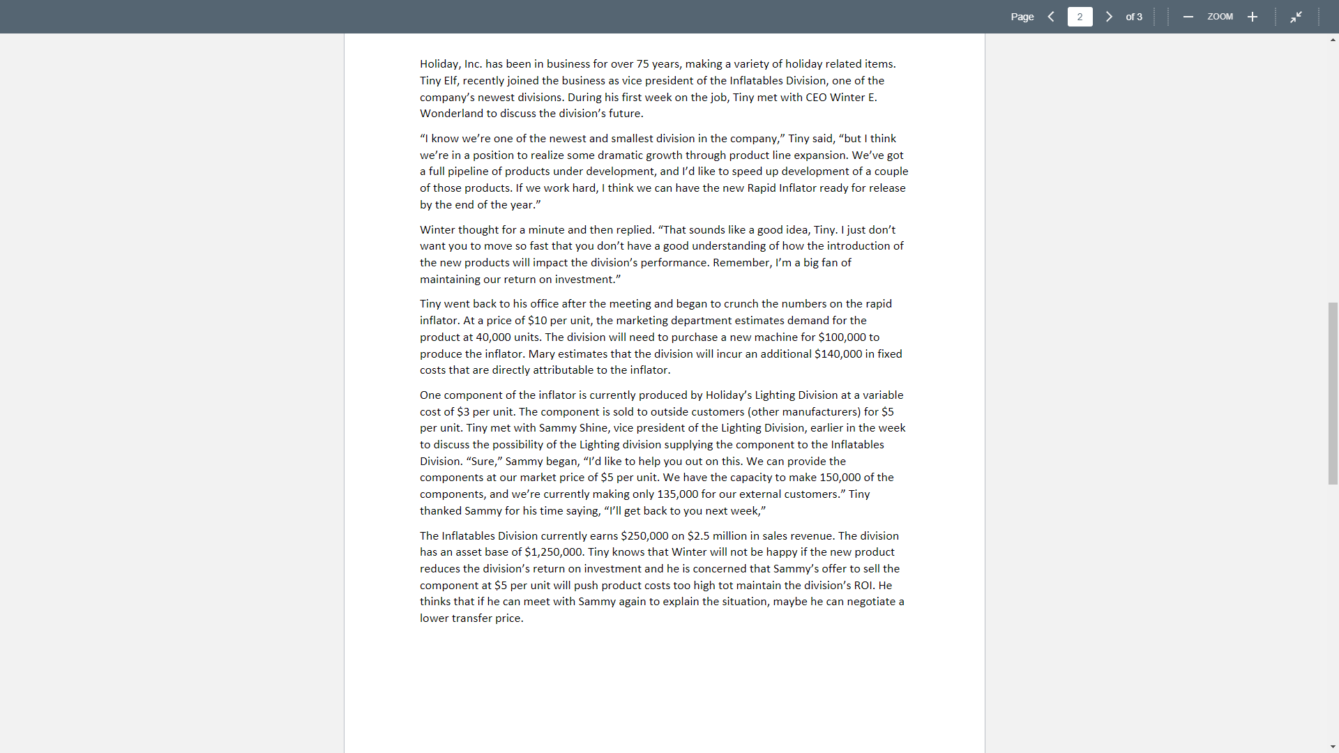 I need help with all these questions please help! Holiday, Inc. has