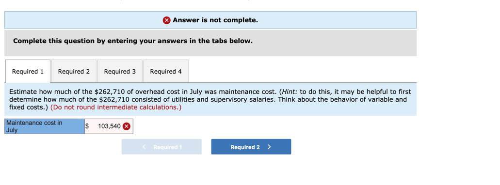 Nova Company's total overhead cost at various levels of activity are presented
