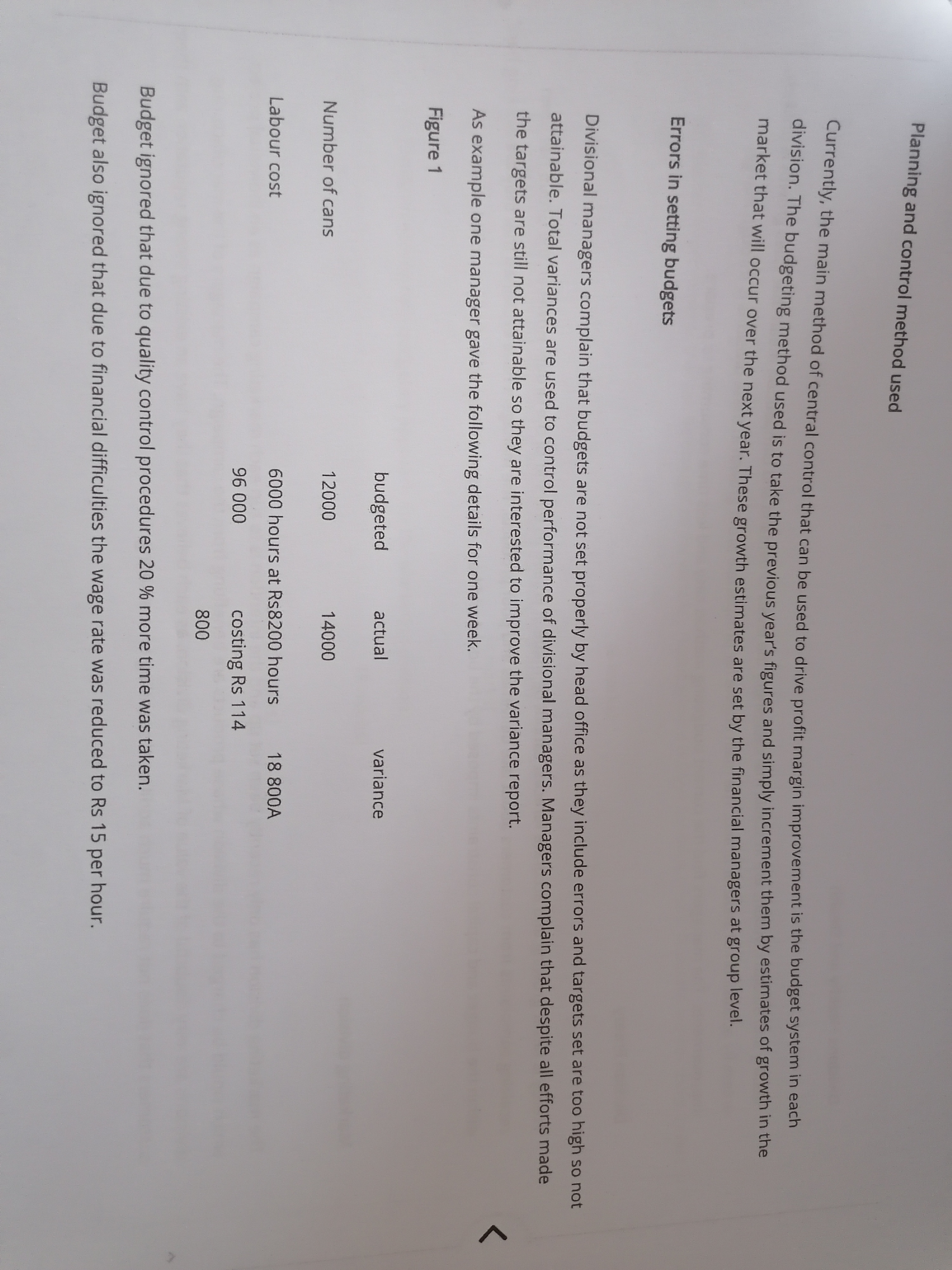  Planning and control method used Currently, the main method of central