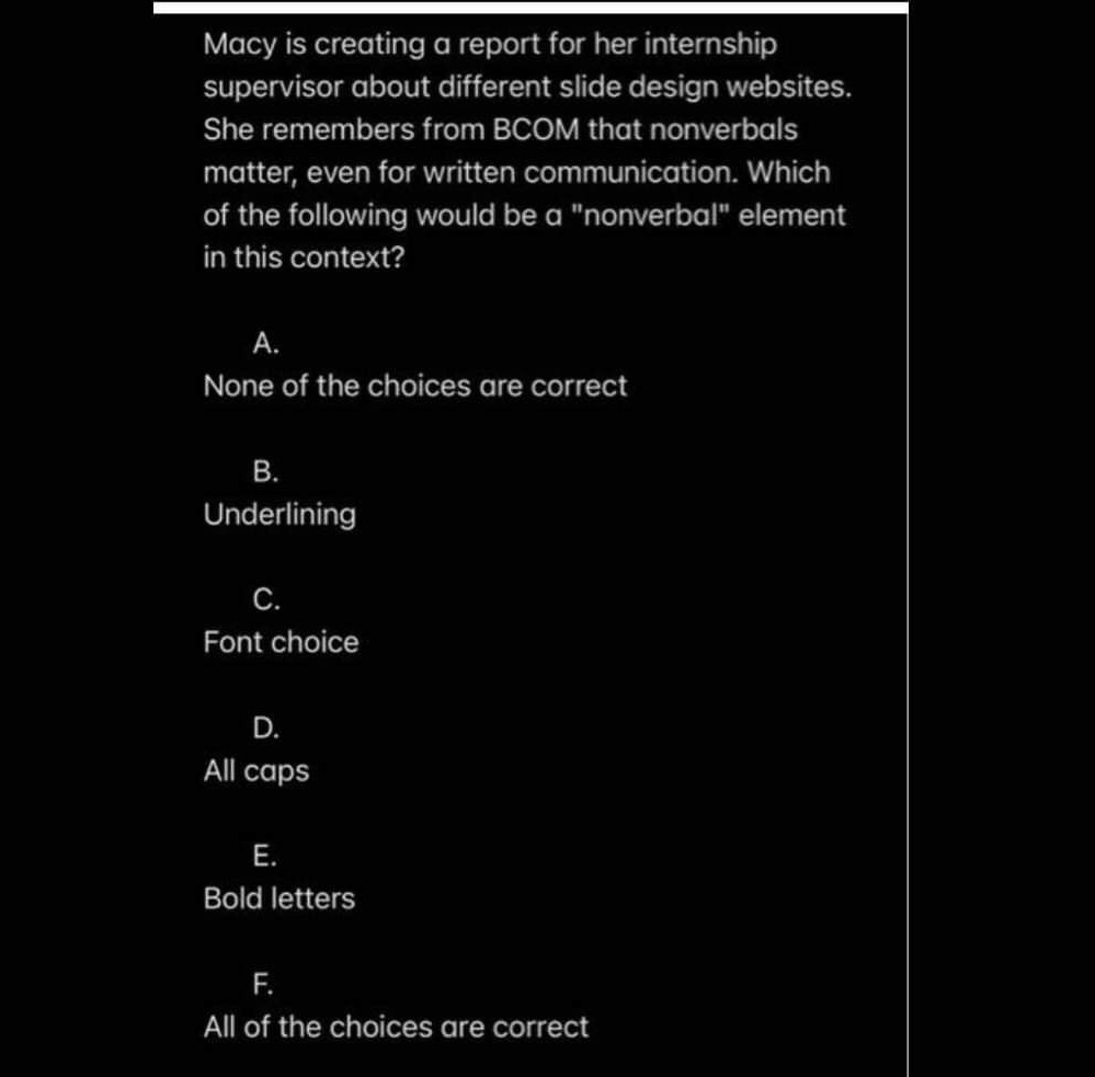 Macy is creating a report for her internship supervisor about different