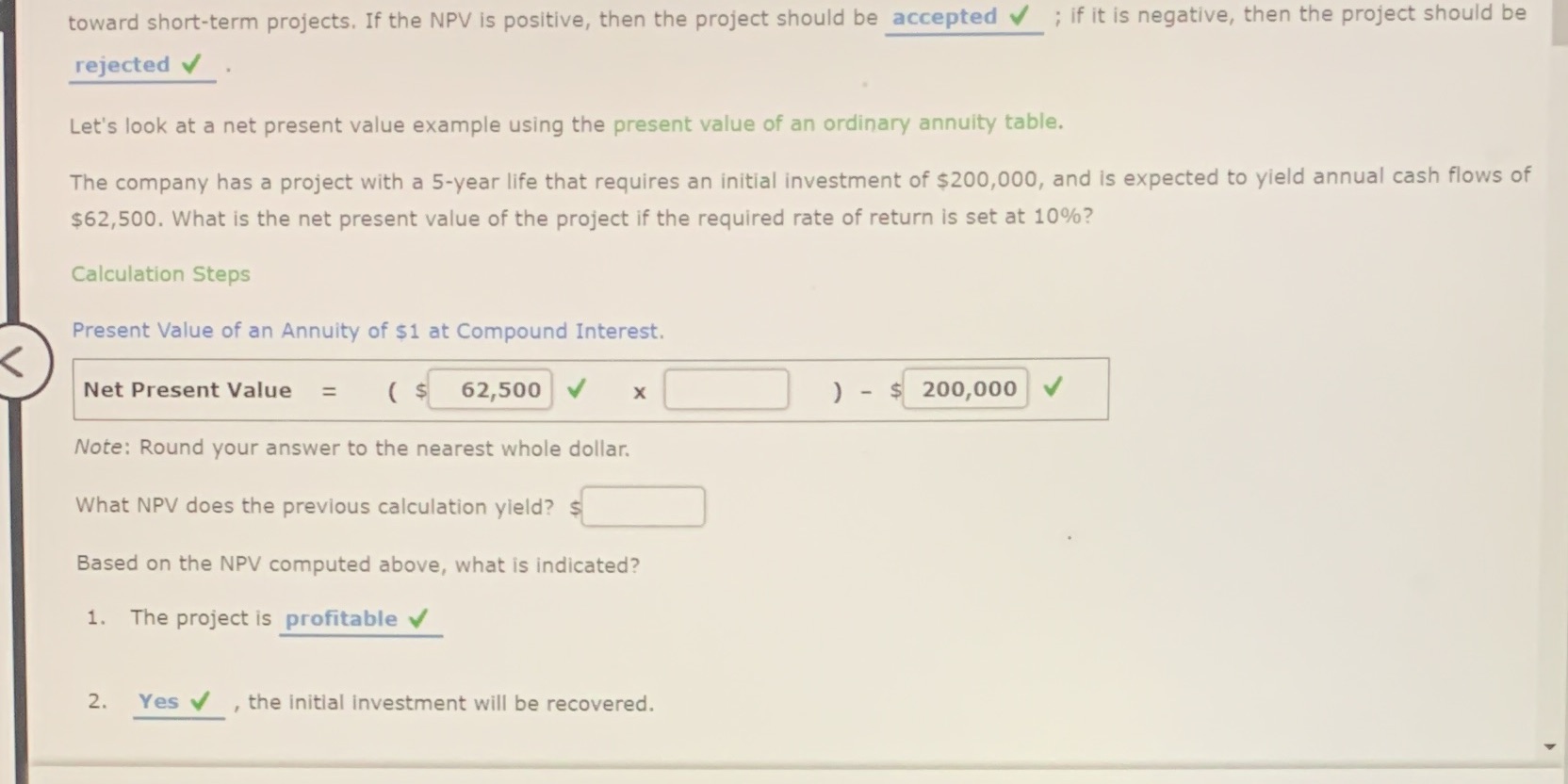 how do i solve npv toward short-term projects. If the NPV is