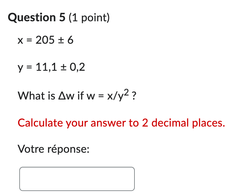 Question 5 (1 point) X = 205 + 6 y =