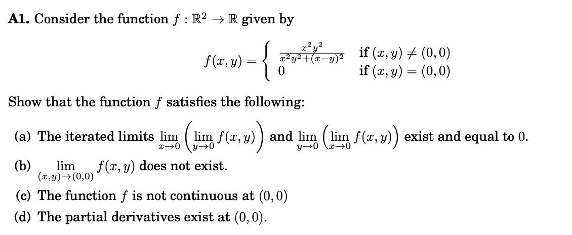  Al. Consider the function f : R2 - R given by