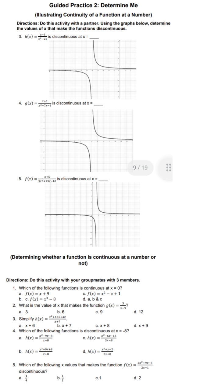 Follow the instructions and show your solution Guided Practice 2: Determine Me