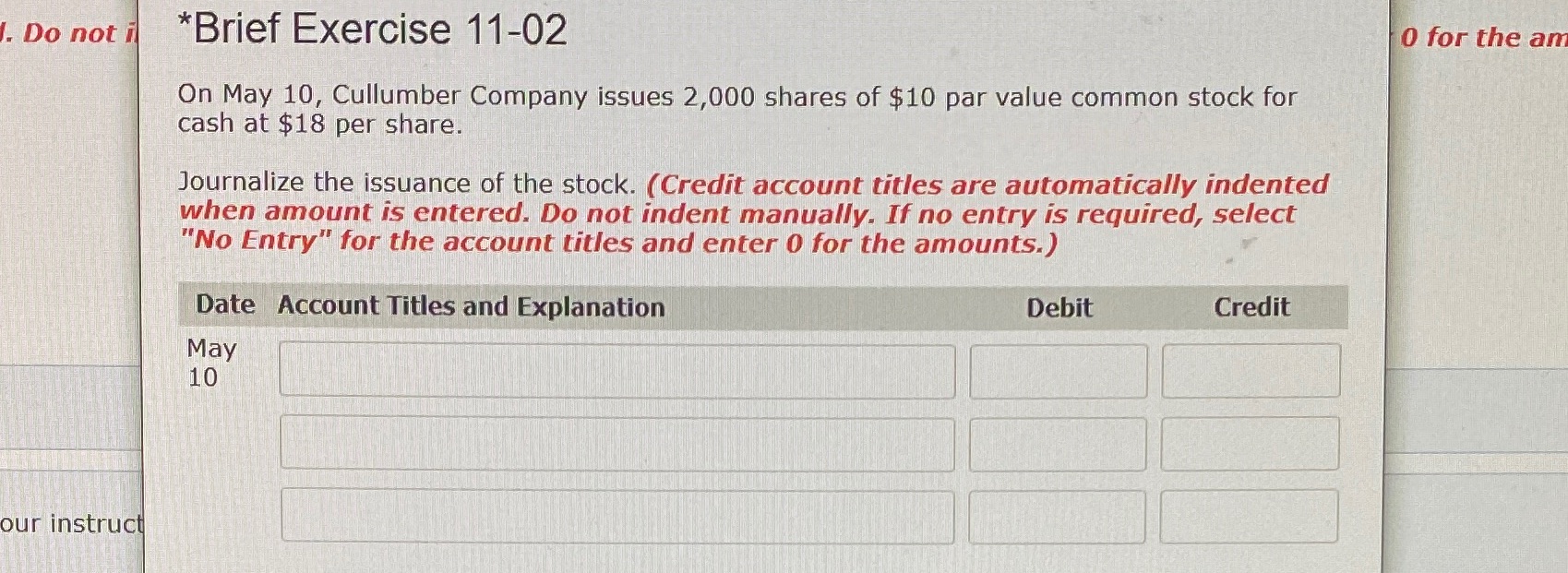  . Do not i *Brief Exercise 11-02 0 for the am