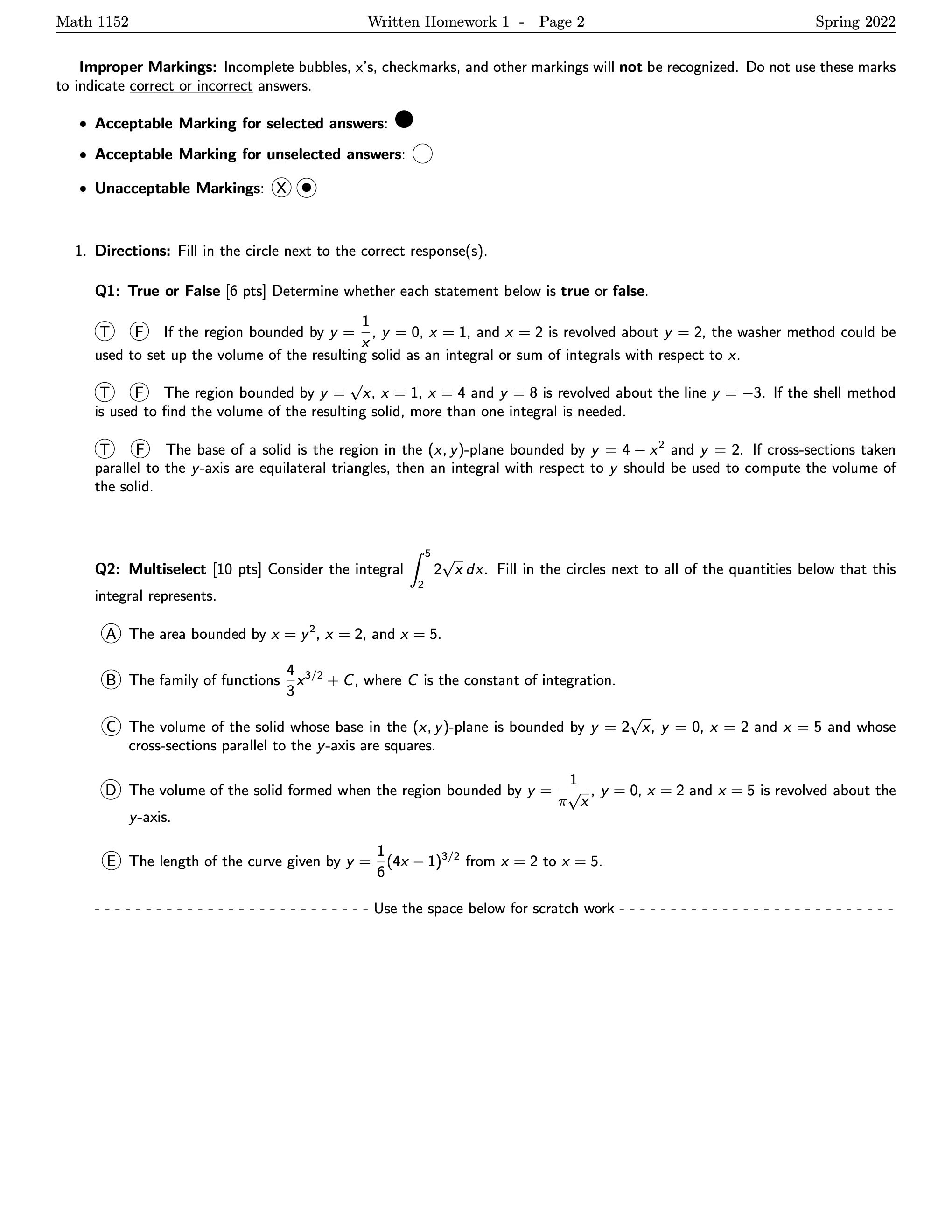 Please provide justification for each step Math 1152 Written Homework 1 -