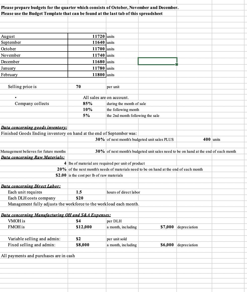 I need help filling out this budget assignment- this is the template