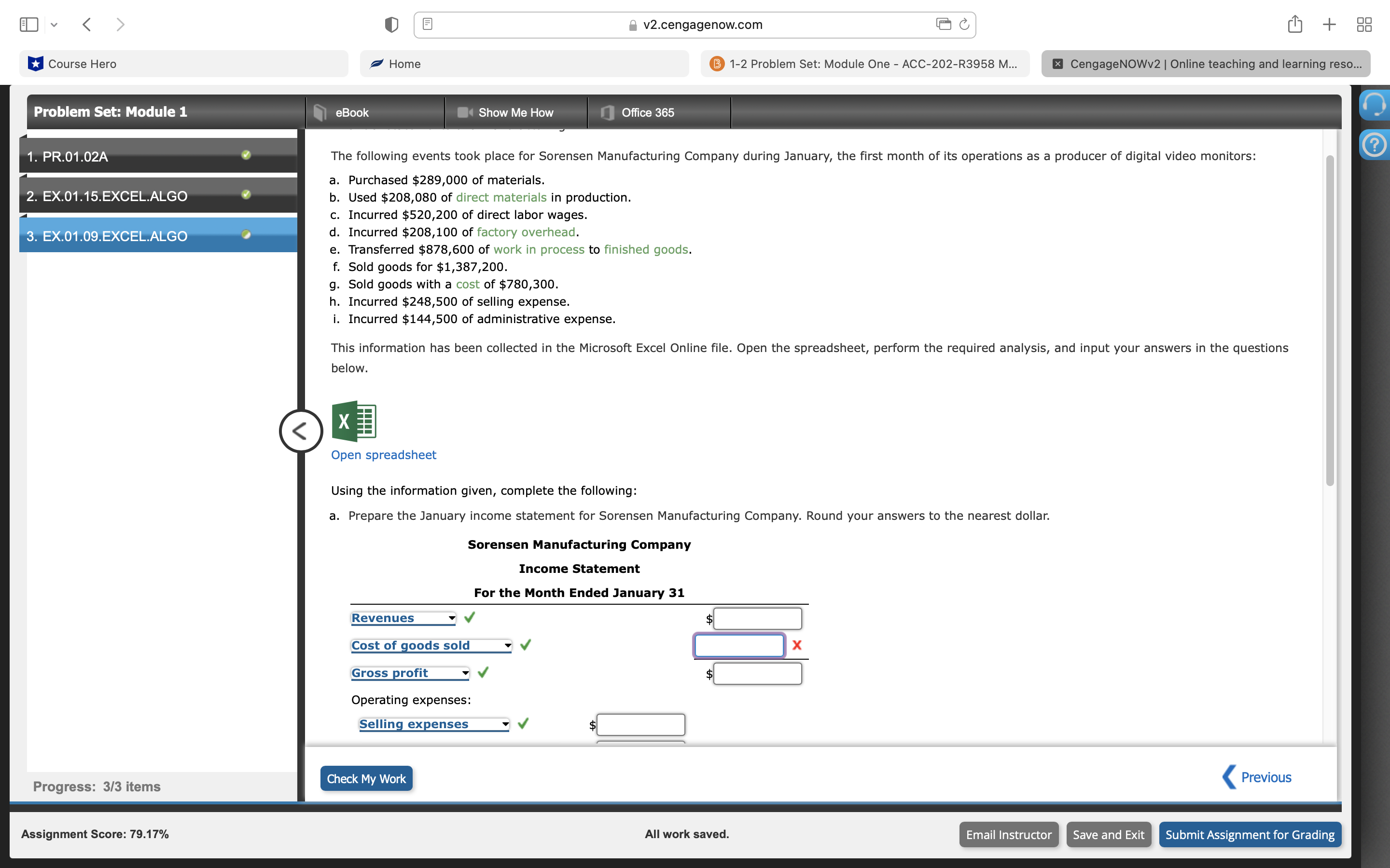 v2.cengagenow.com + 88 *Course Hero Home B 1-2 Problem Set: Module