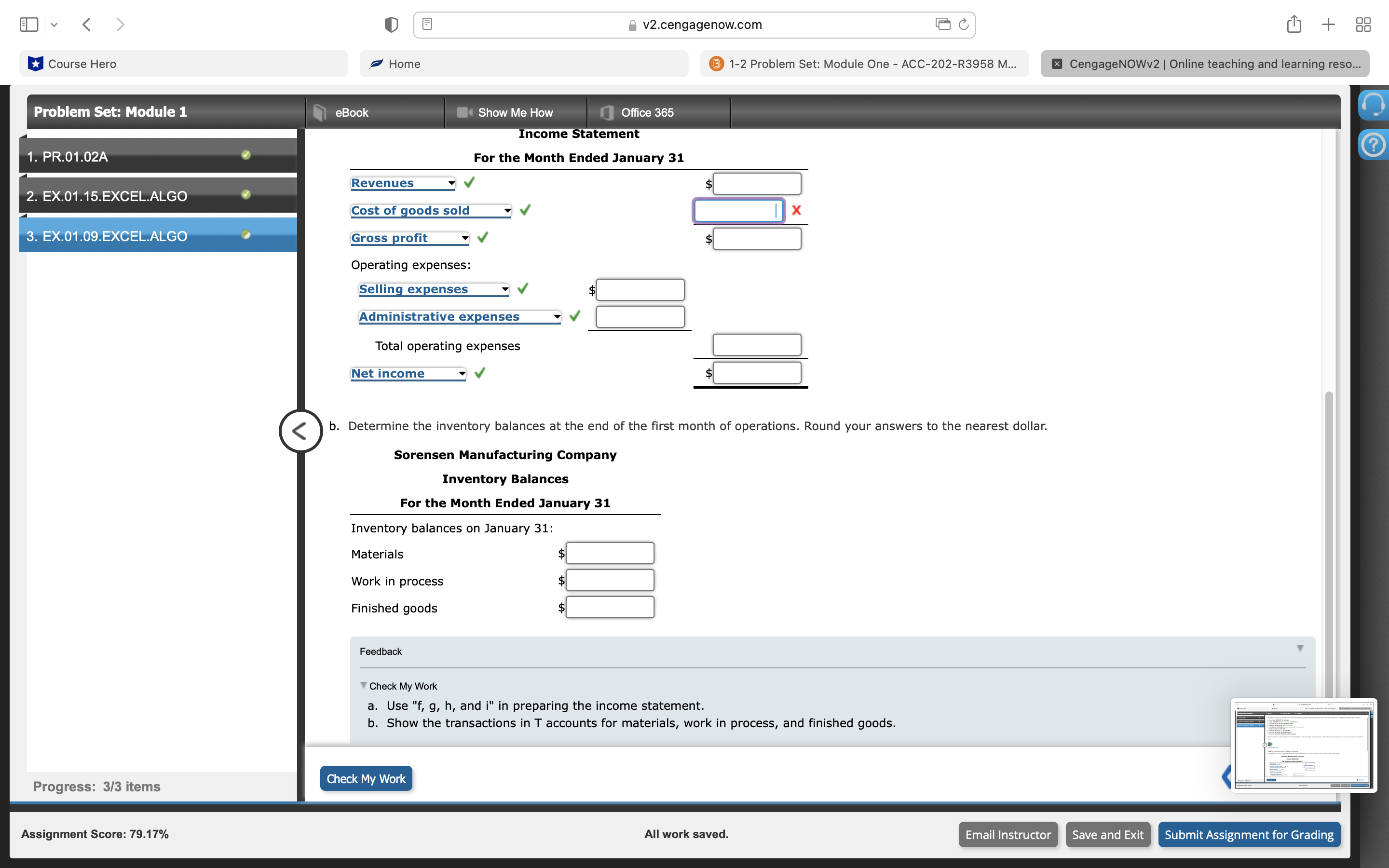 One - ACC-202-R3958 M... x CengageNOWv2 | Online teaching and learning reso...