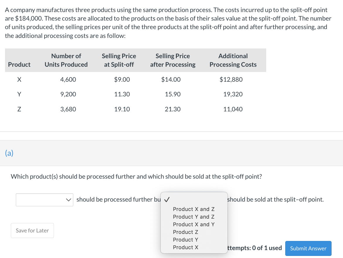 A company manufactures three products using the same production process. The