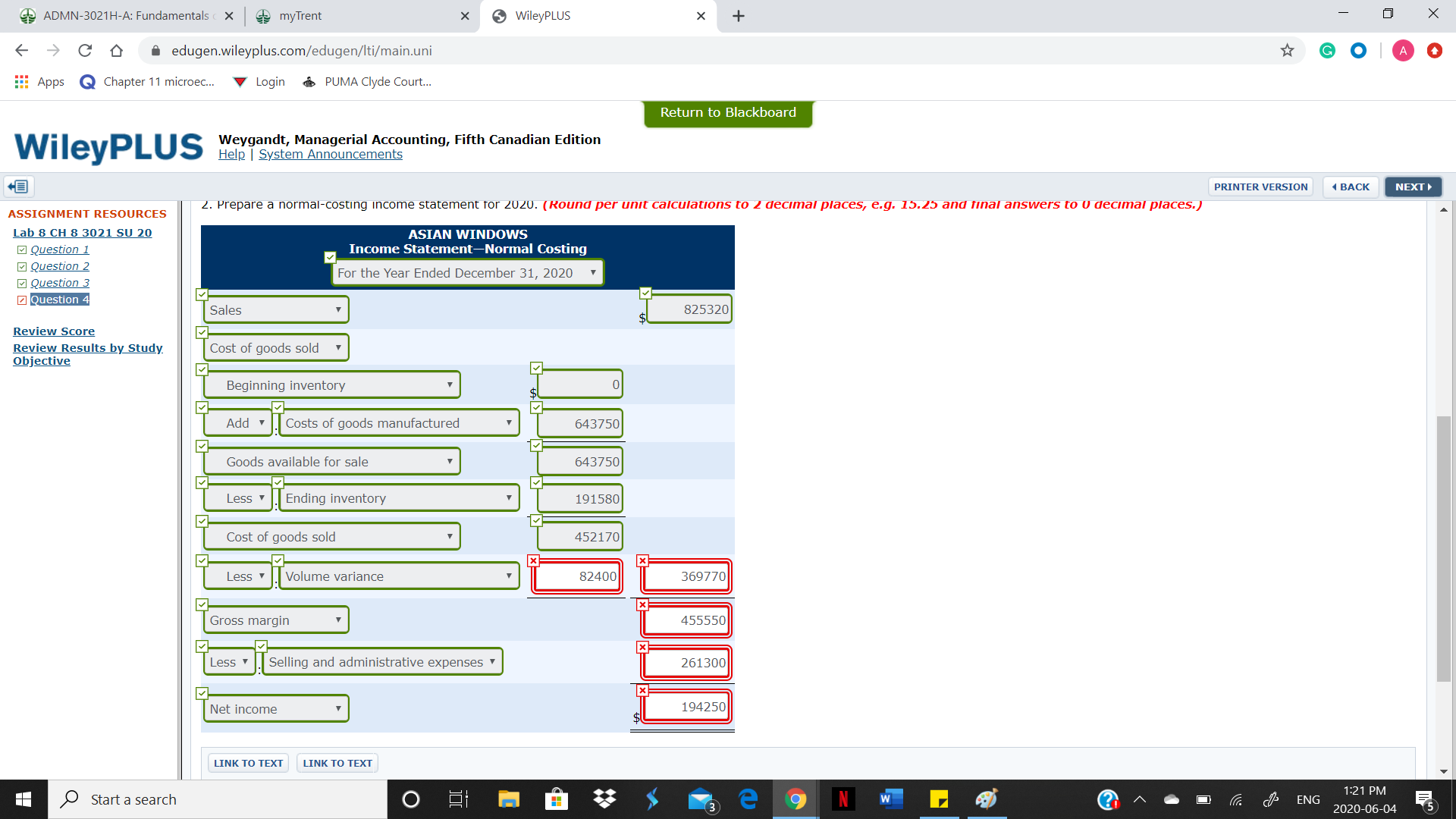 ADMN-3021H-A: Fundamentals c X myTrent X WileyPLUS X + X C D