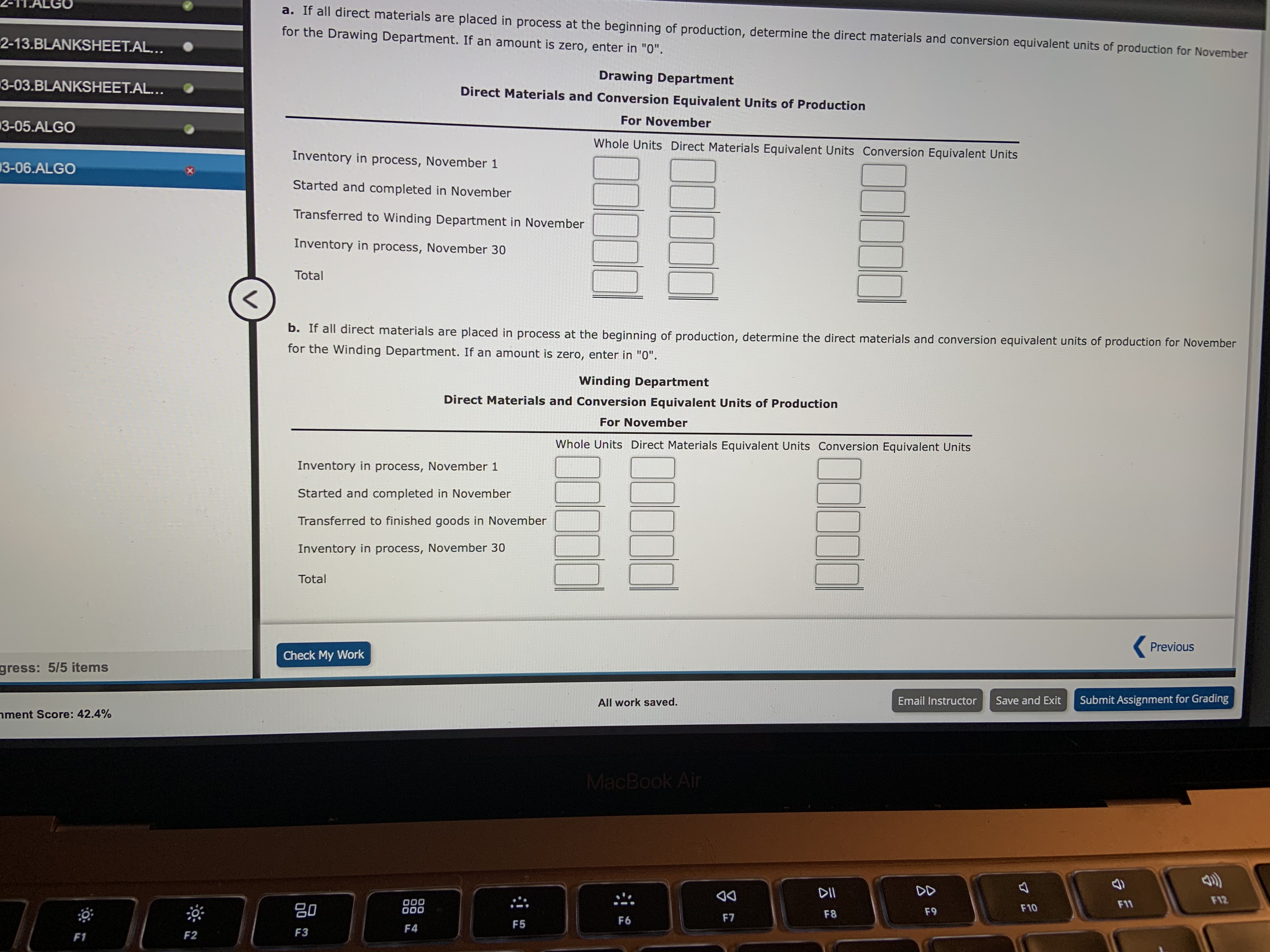 a. If all direct materials are placed in process at the