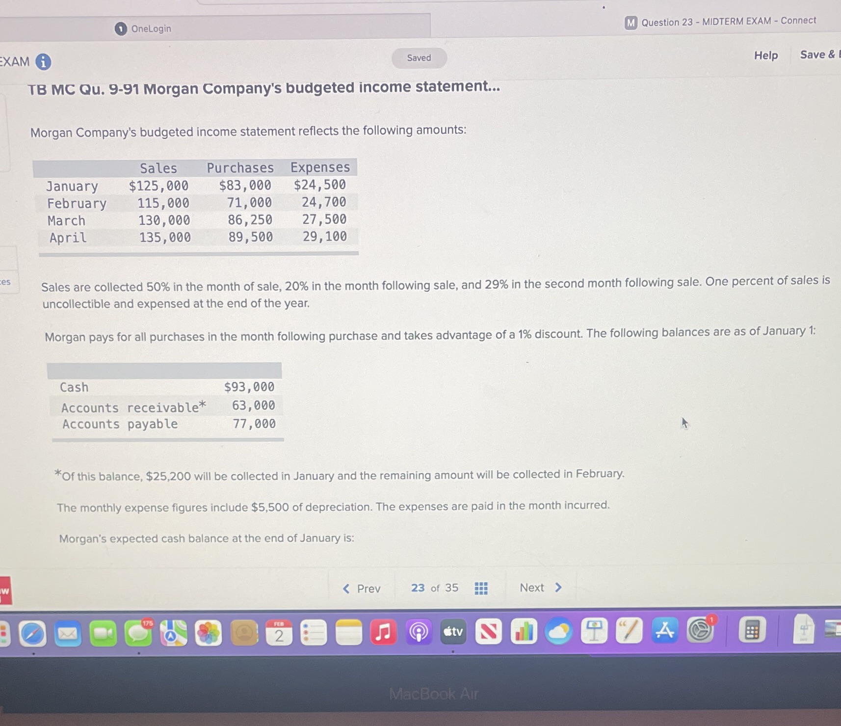 1 OneLogin M Question 23 - MIDTERM EXAM - Connect EXAM