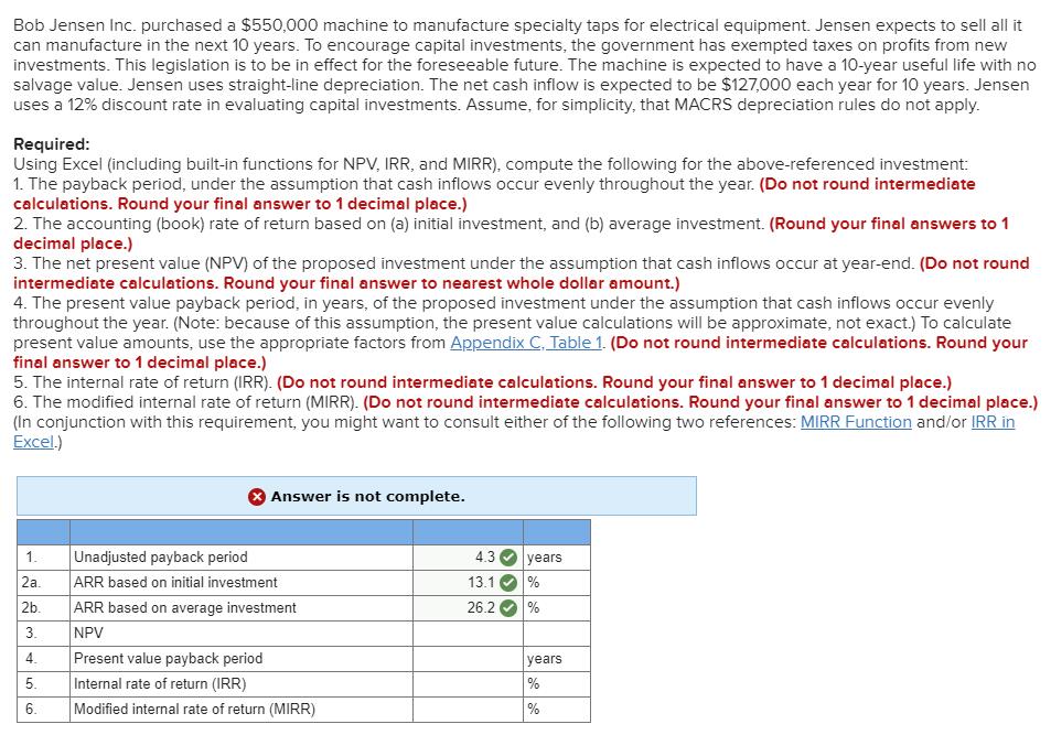 Hi, please help me with this question. thank you! Bob Jensen Inc.