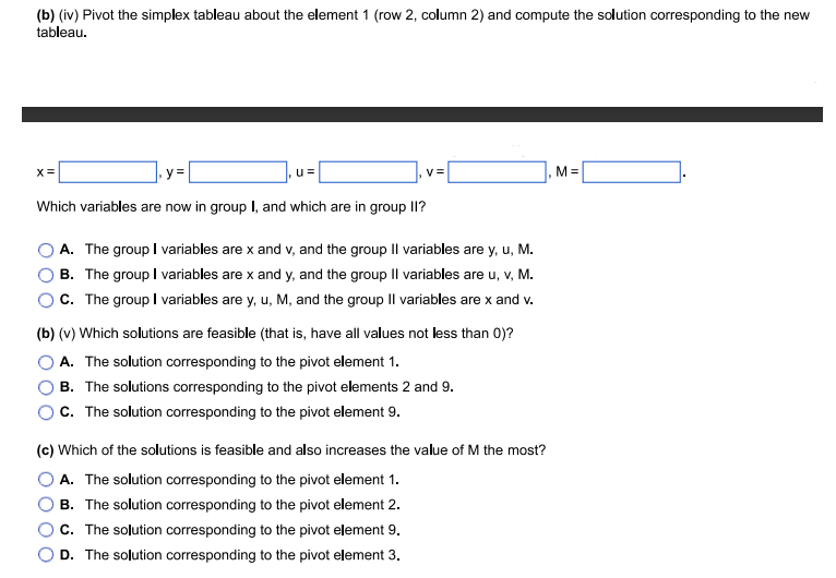 to the resulting 330 tableau. Which solutions are -10 0 feasible? Which