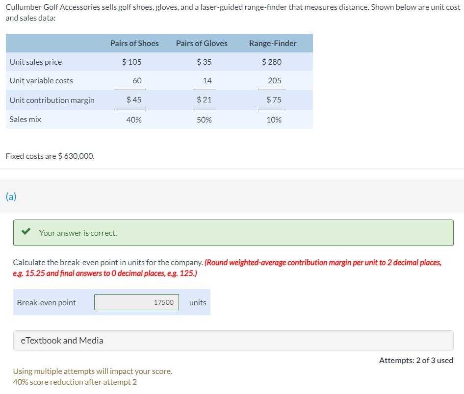 I need help with question C Cullumber Golf Accessories sells golf shoes,
