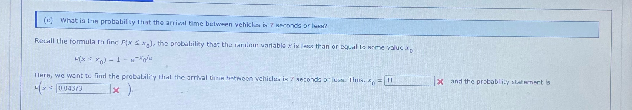 (c) What is the probability that the arrival time between vehicles