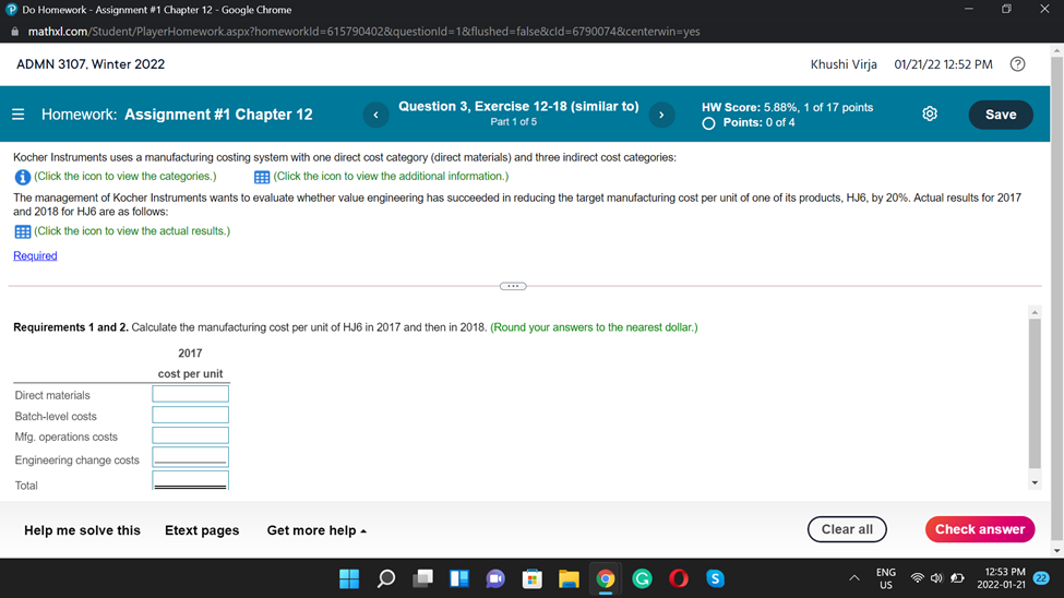  Do Homework - Assignment #1 Chapter 12 - Google Chrome X