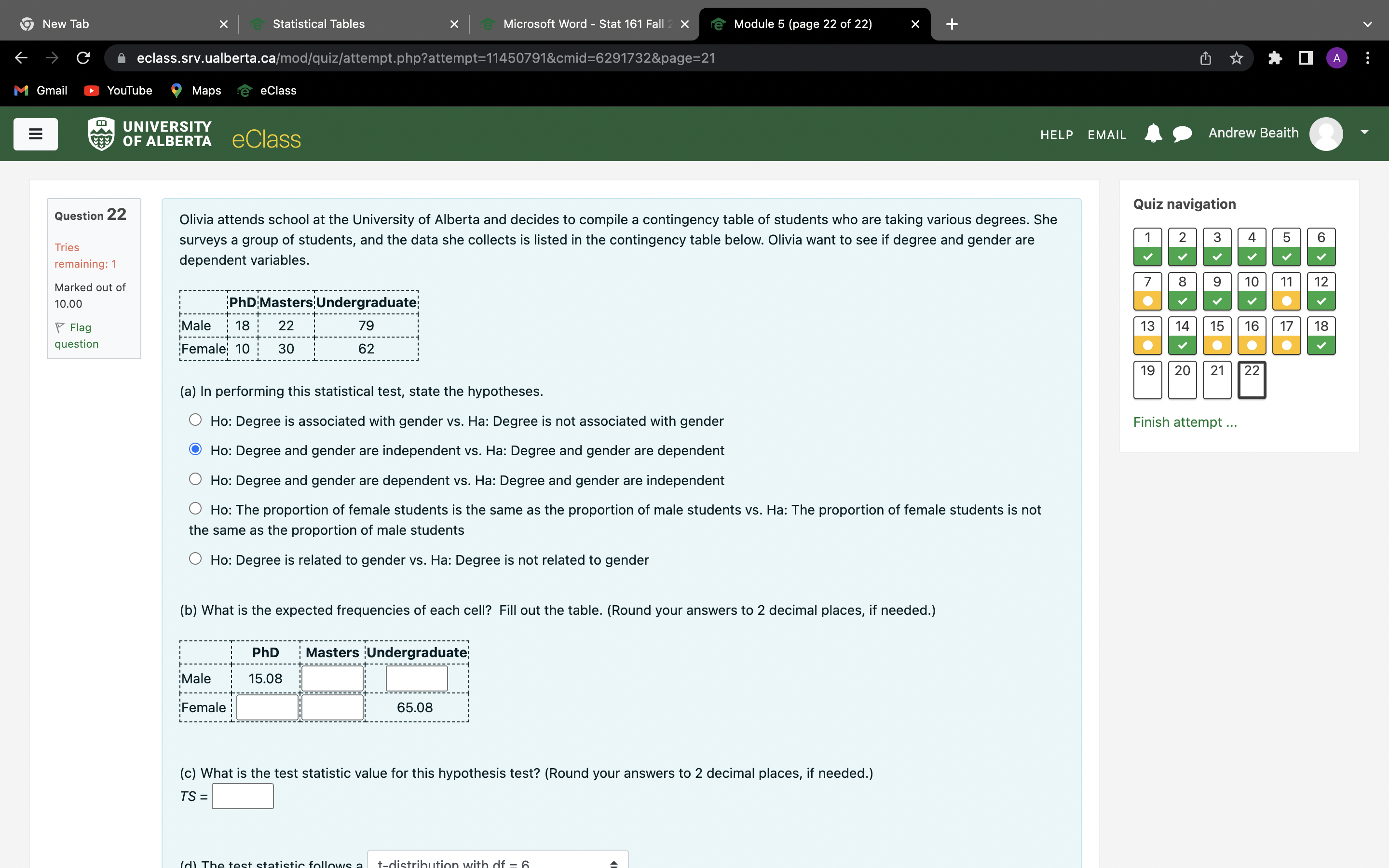  X Statistical Tables Microsoft Word - Stat 161 Fall X Module