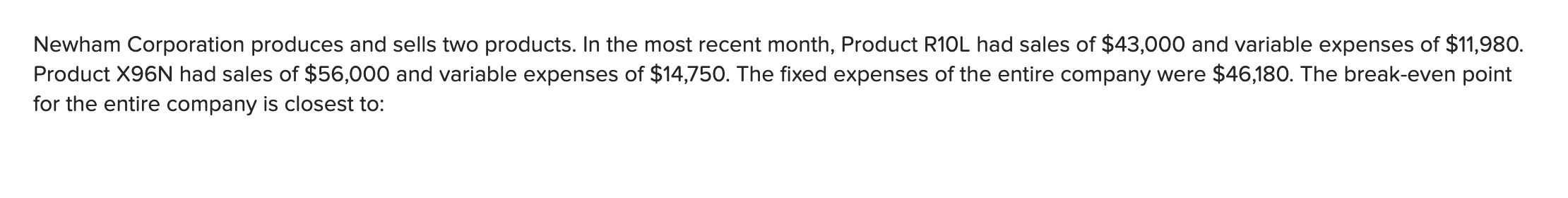 decimal places.) Cubie Corporation has provided the following data concerning its only