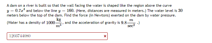 the total force due to liquid pressure on the plate. The dimensions