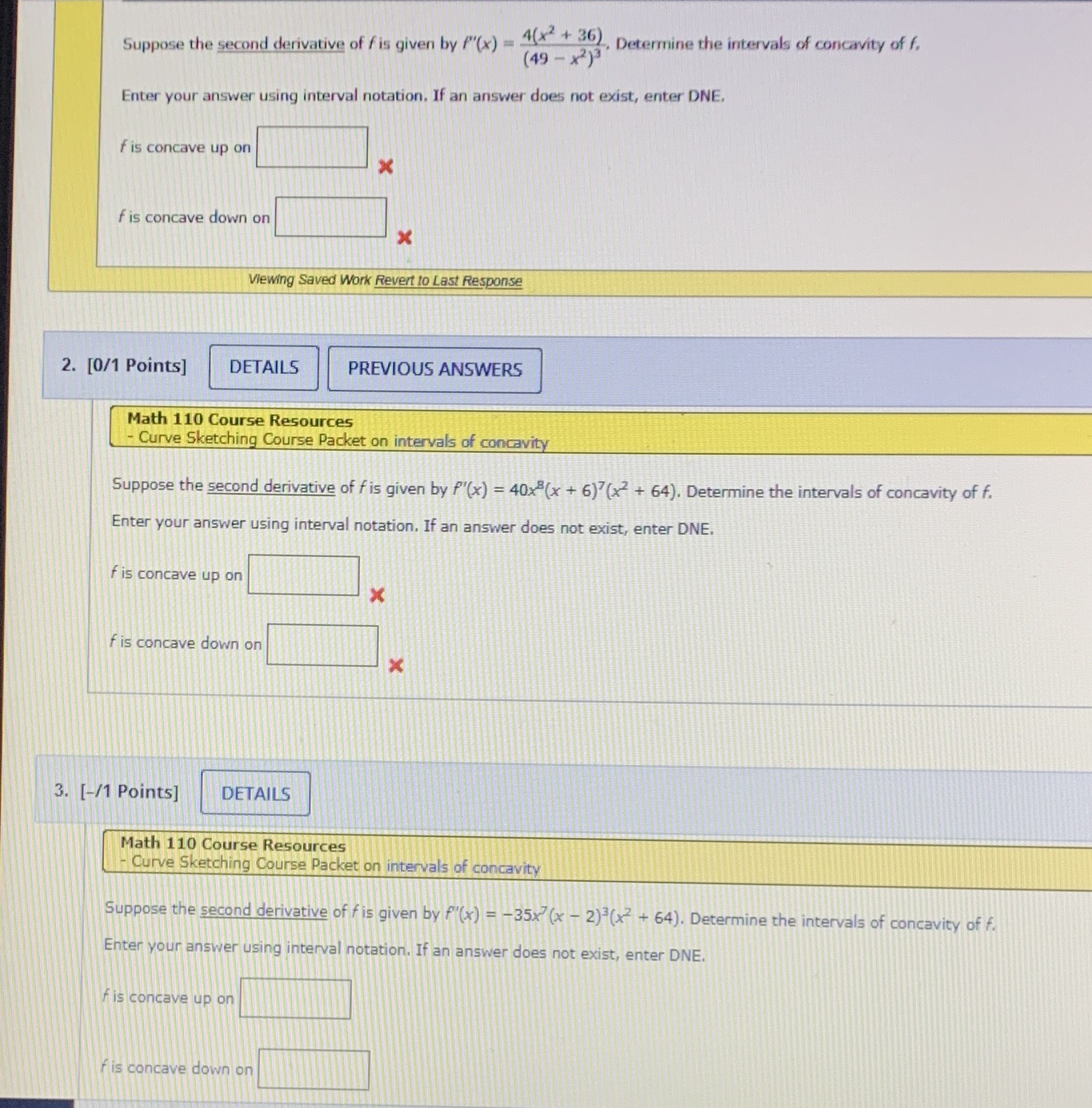 Can you please also find the concave up & down for f''(x)=40(x-3)^4(x^2-64)